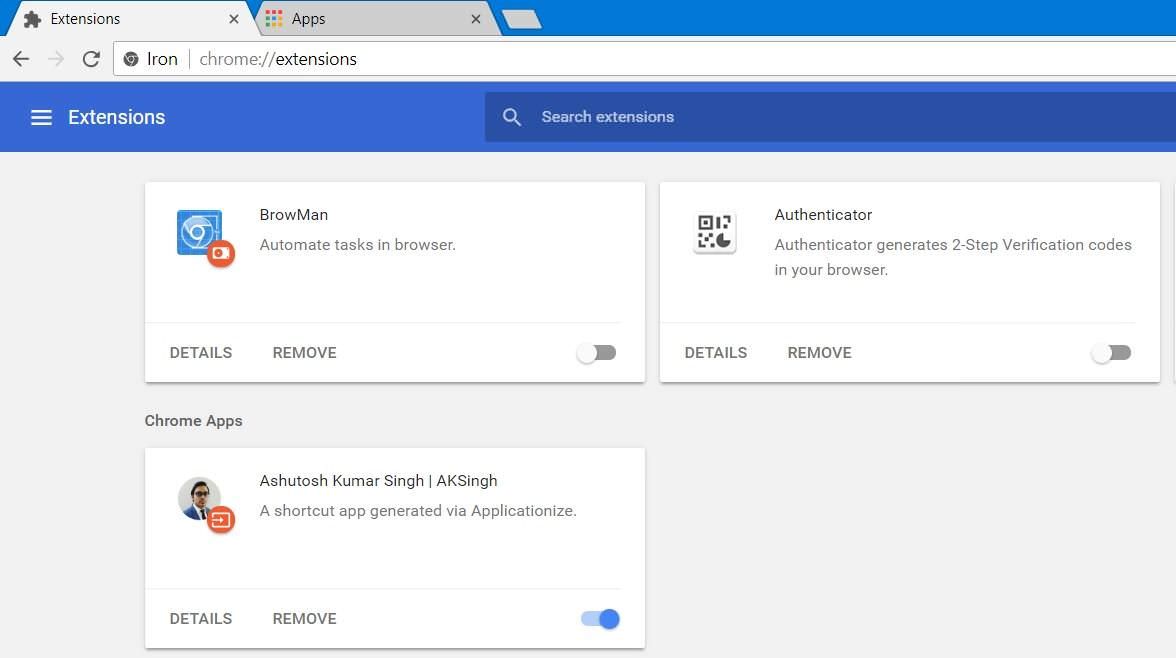 Extensions in Google Chrome