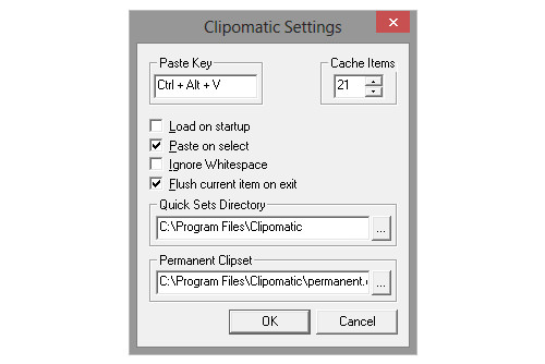 Clipomatic Settings