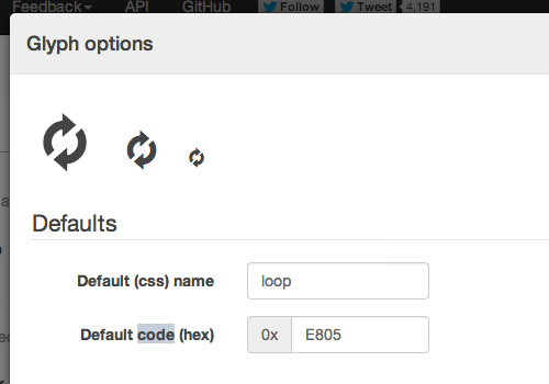 Editing icon properties in Fontello