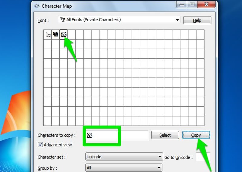 creating fonts with private character editor