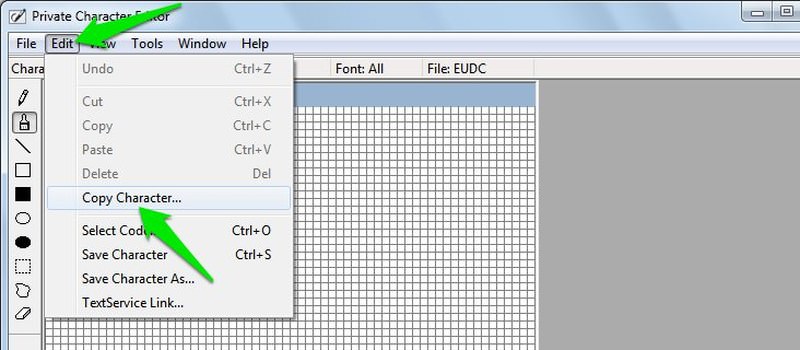 private character editor but not in character map