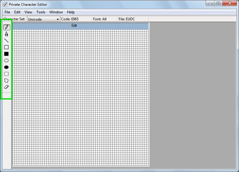use windows private character editor