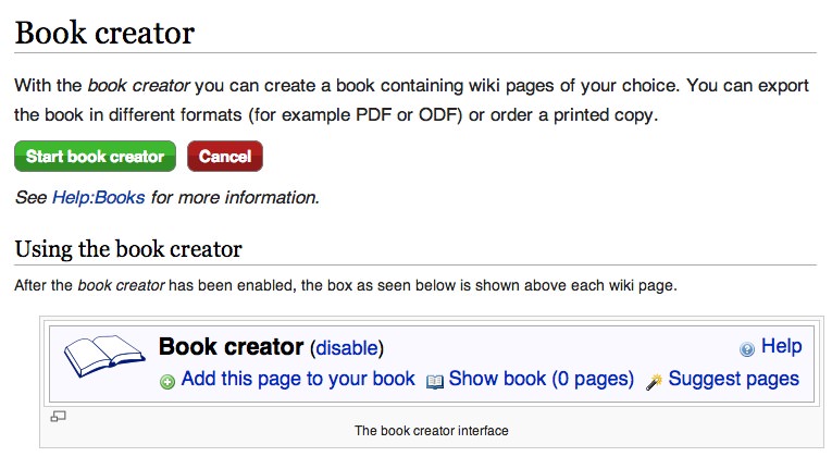 Start book creator button