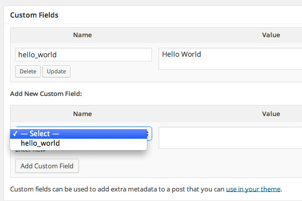 selecting a key name for custom metadata in WordPress