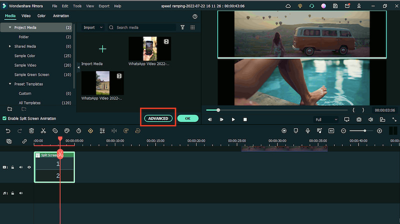 Filmora split screen advanced