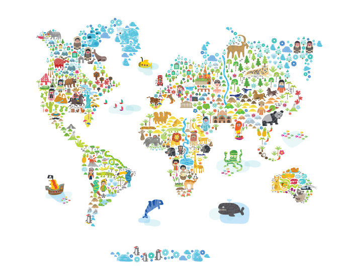 Fabric Wall Decal world map