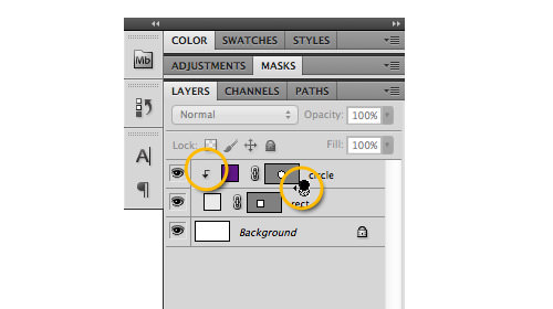 Photoshop masking technique with circle and rectangle