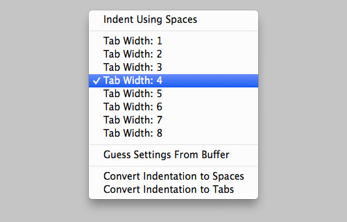 tab size