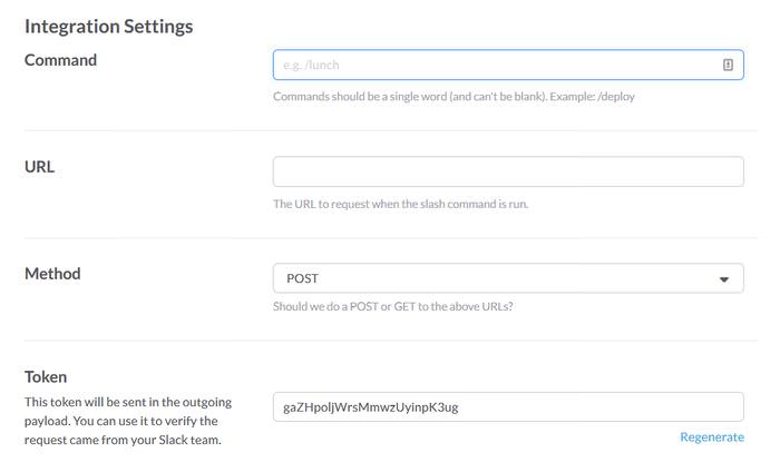 Slash command integration settings