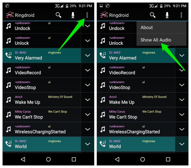 Display all sounds in Ringdroid