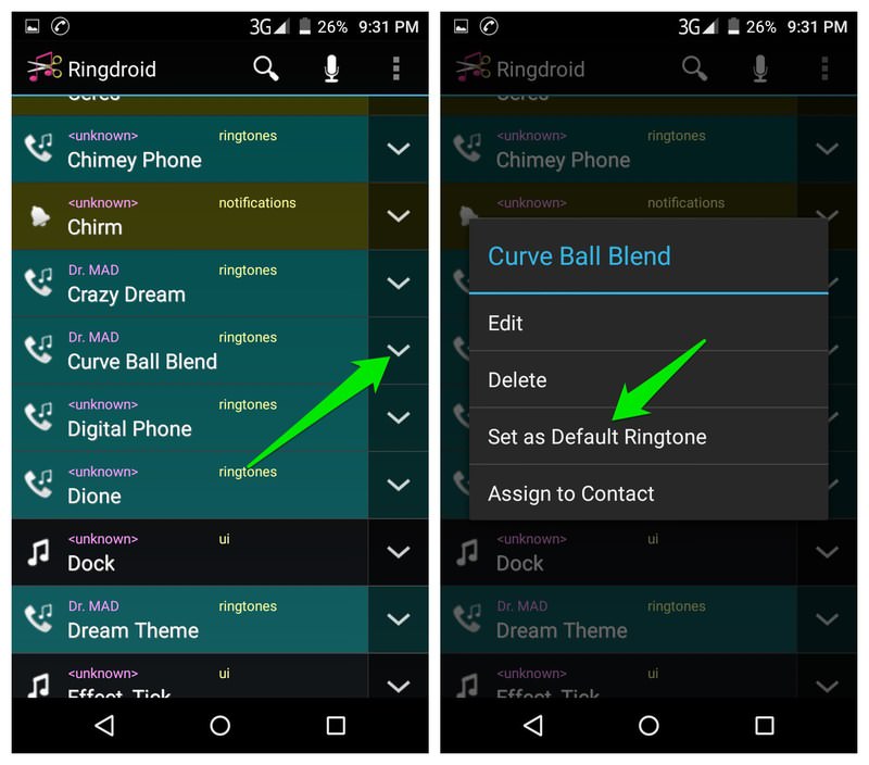 how to make assign ringtones on android