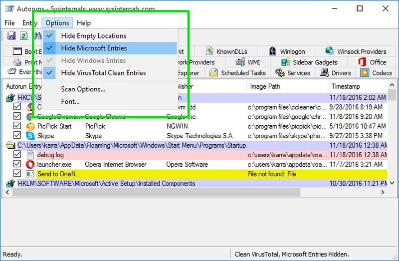 ocultar serviços do windows