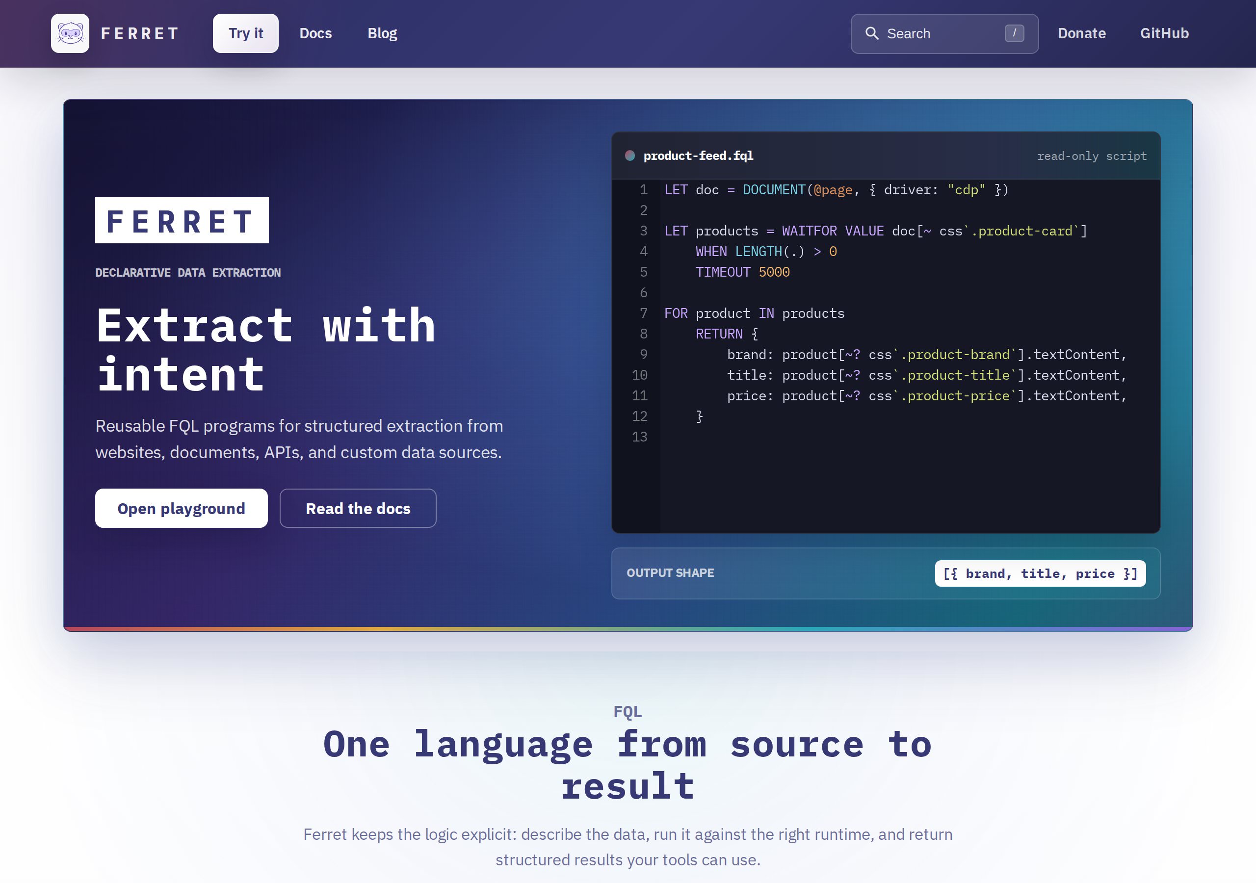 Ferret declarative web scraping