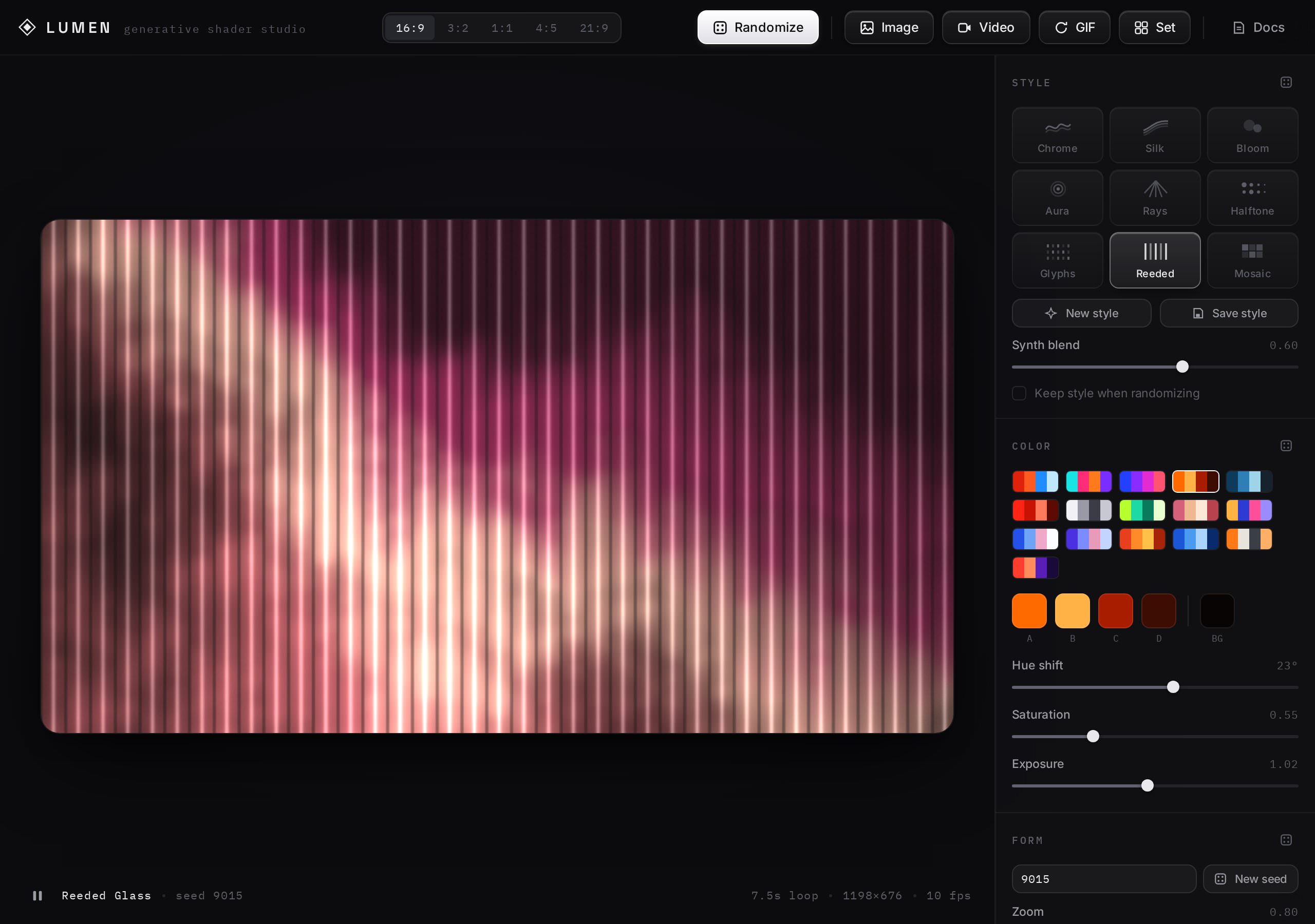 LUMEN generative shader studio