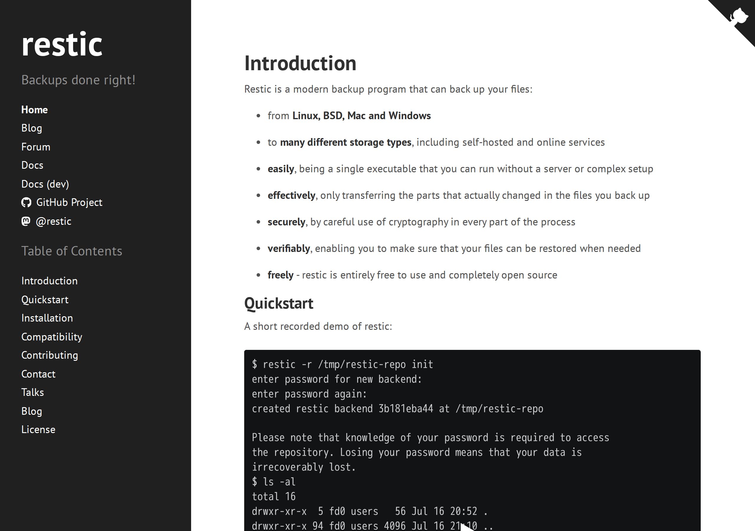 Restic backup tool