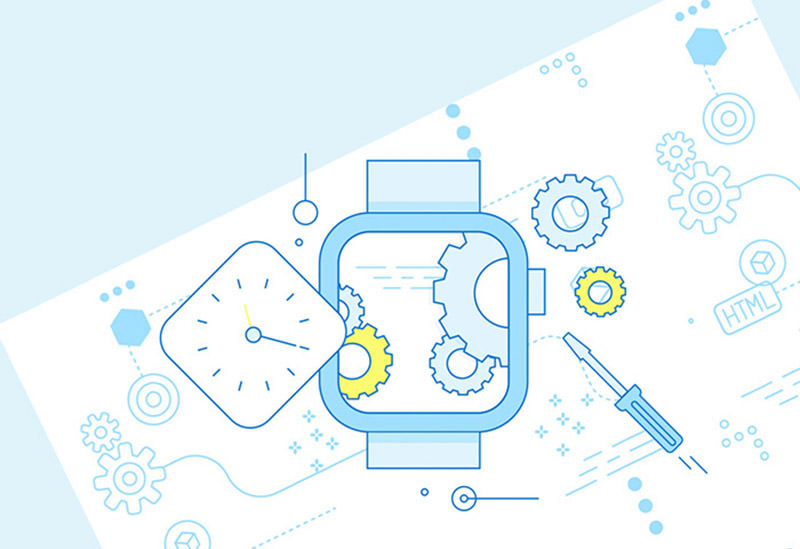 Illustration of clock mechanic and gears.