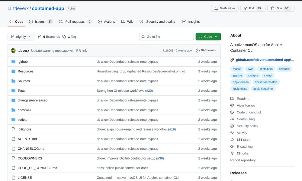 Contained macOS Container CLI GUI