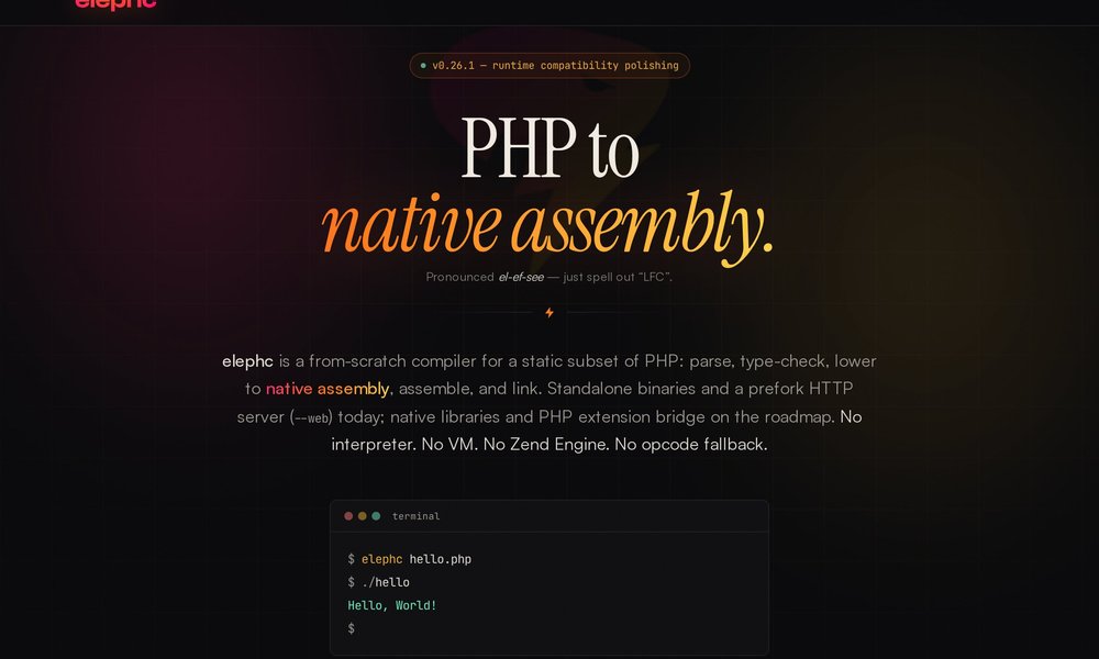 elephc PHP native compiler