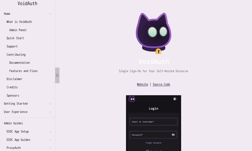 VoidAuth SSO for self-hosted apps
