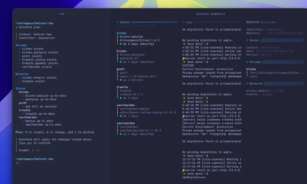 Dockform Docker Compose management tool