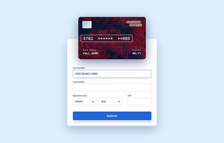 Vue.js Interactive Paycard