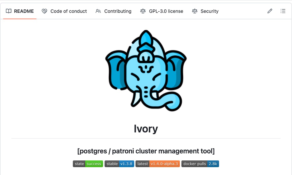 Ivory PostgreSQL cluster management interface