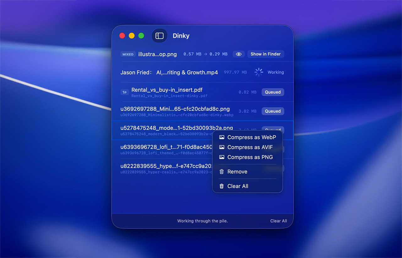 Dinky compression settings