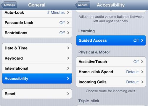 tap accessibility then guide access