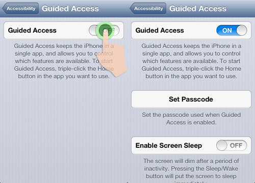 turn on guide access