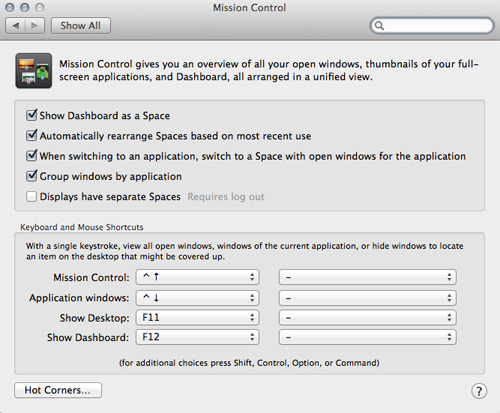 Misson Control System Preferences