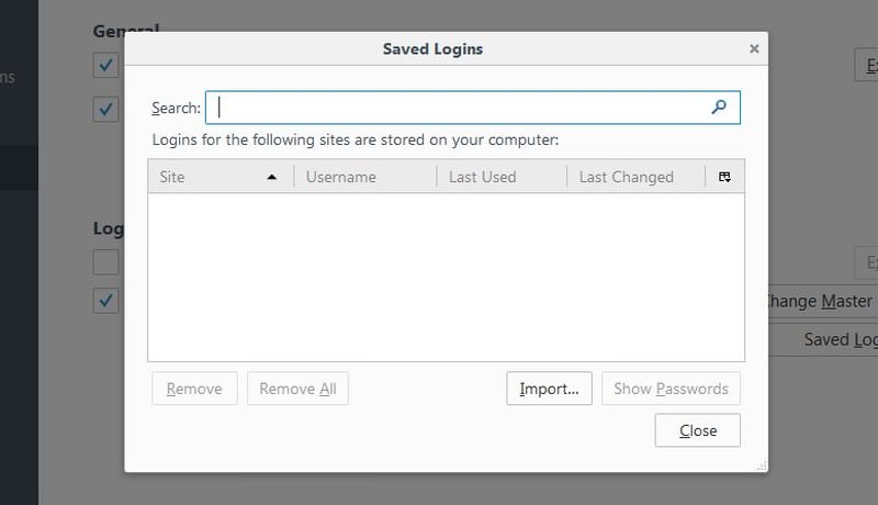 manage firefox password