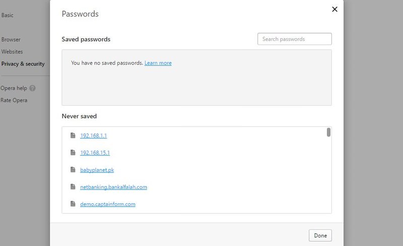 manage opera password