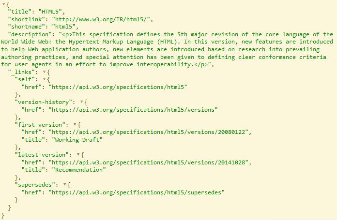 W3C API JSON