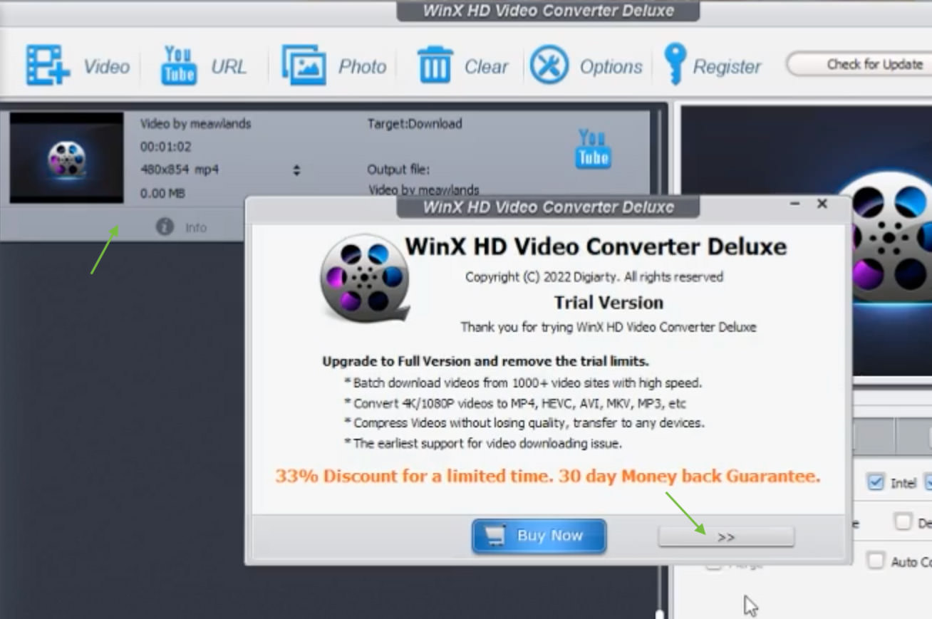 Starting the download process in WinX Video Converter