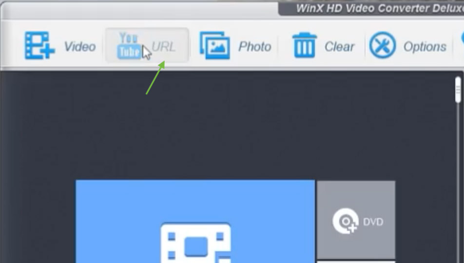 URL icon in WinX Video Converter for pasting video link