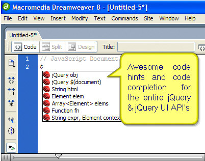 dreamweaver auto code completion