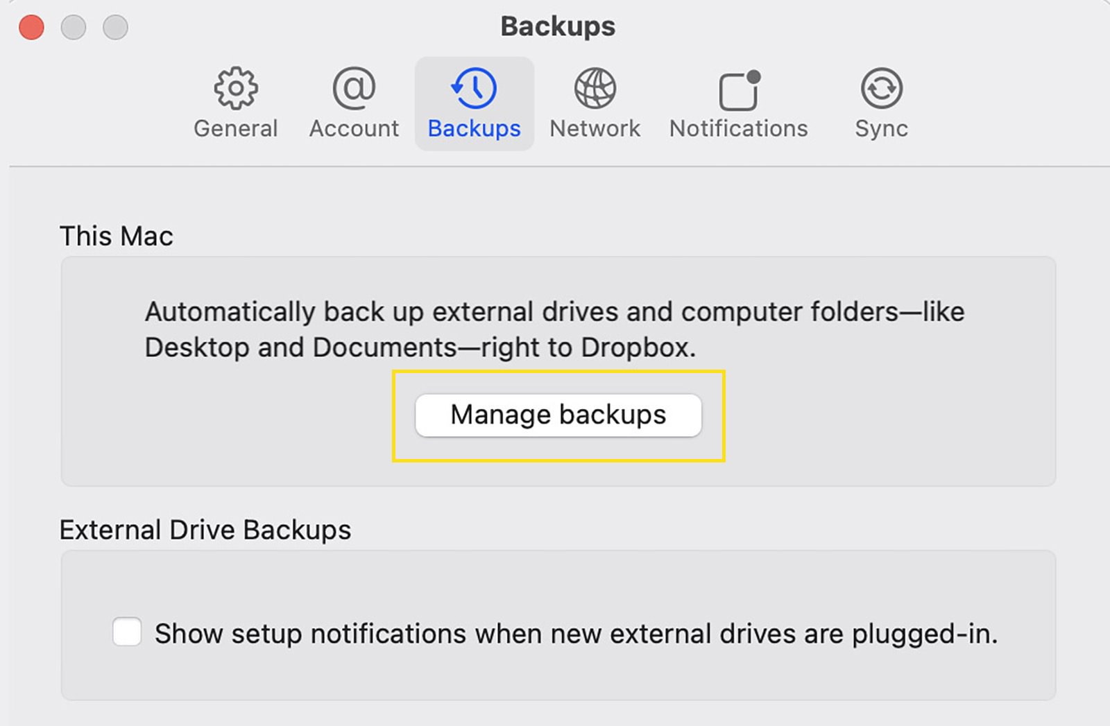 Manage Backups