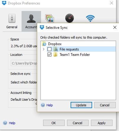 dropbox selective sync