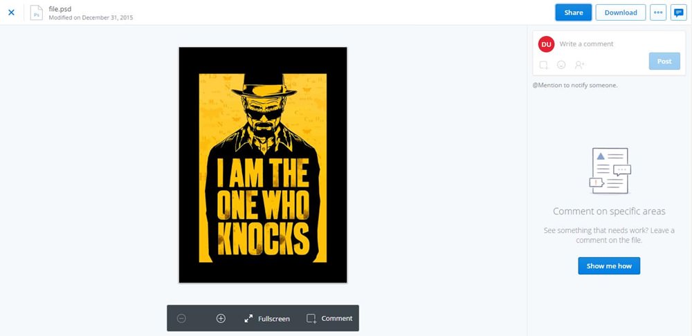 View a Photoshop file in Dropbox|907pxx540px