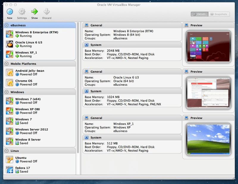 virtualbox manager