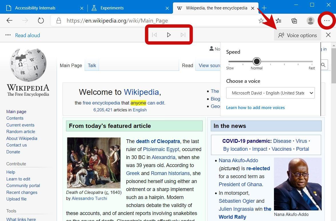 Use Read Aloud to Listen to Web Pages