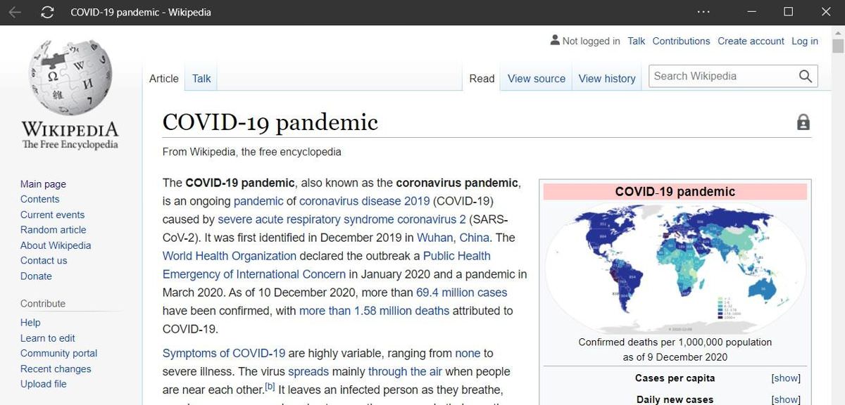 Wikipedia as an app via Microsoft Edge