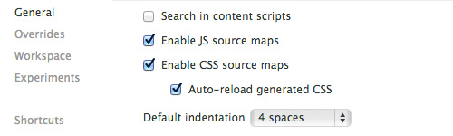 Sass settings in DevTool