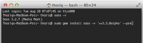 Sass 3.3 installation completed