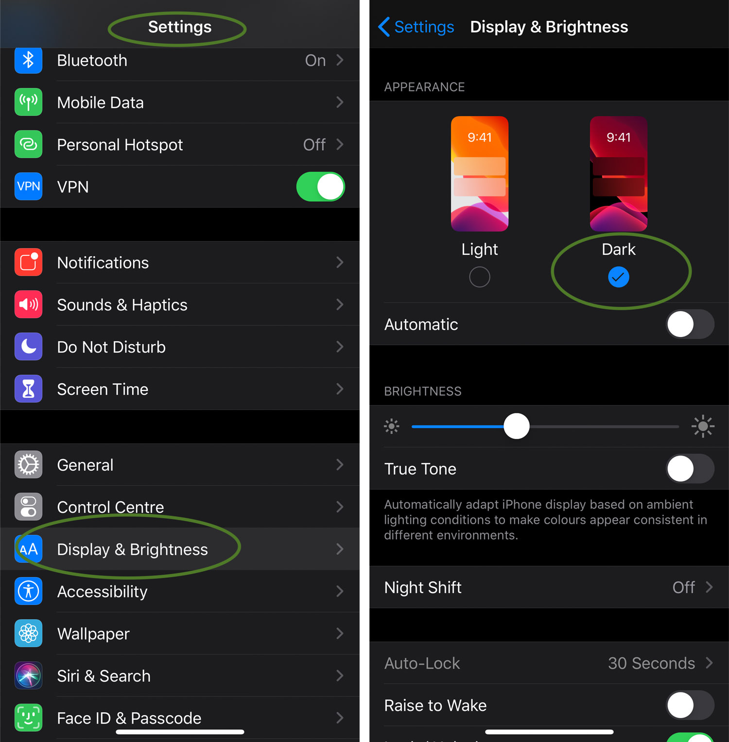 dark mode ios