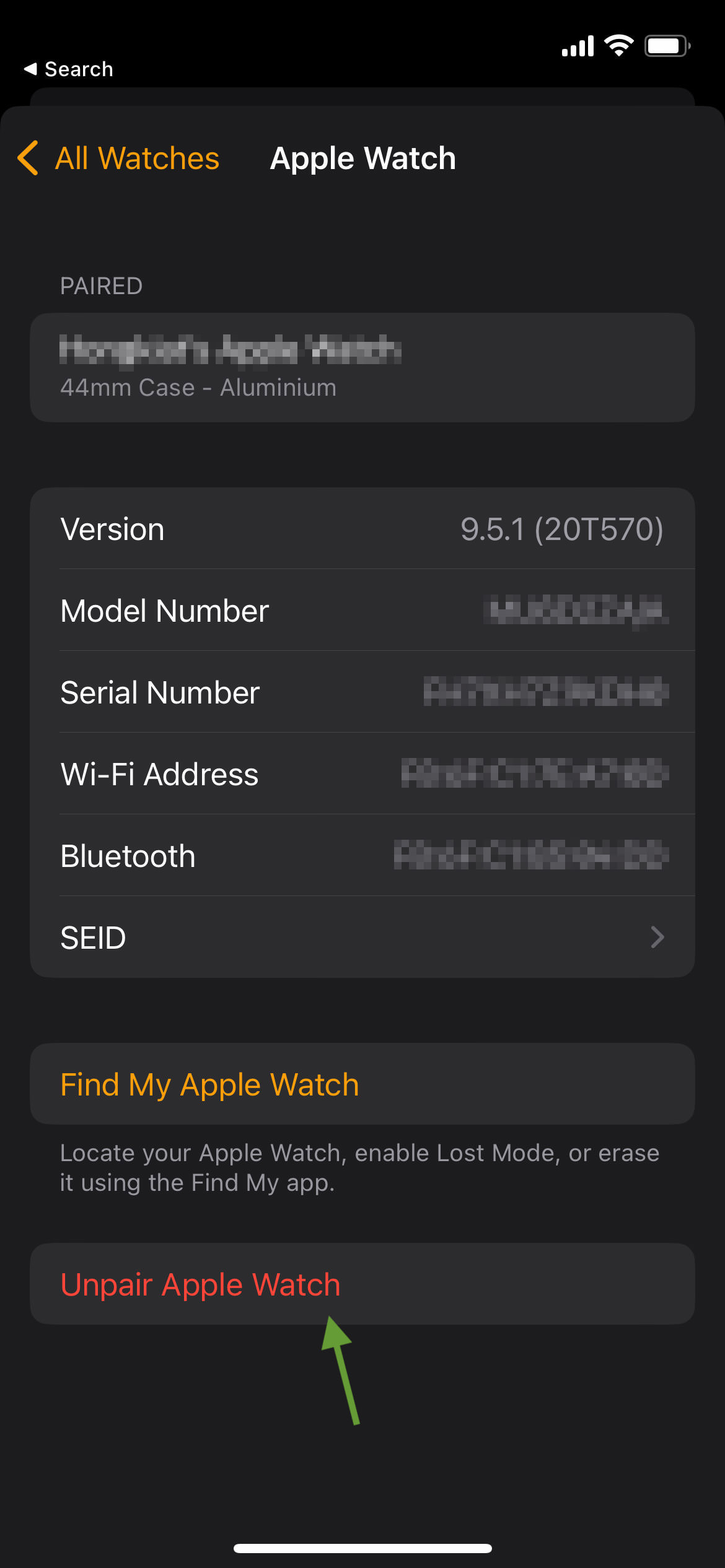 unpair Apple Watch