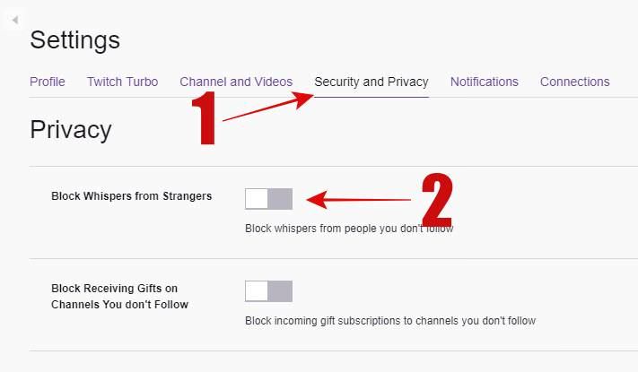 Blocking unwanted whispers from strangers on Twitch