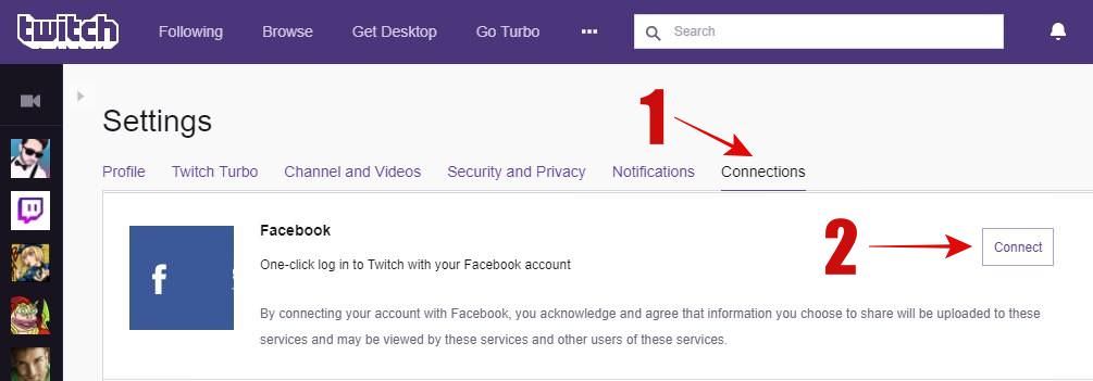 Simplified Twitch login via Facebook