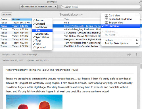 evernote for mac make tag bar longer