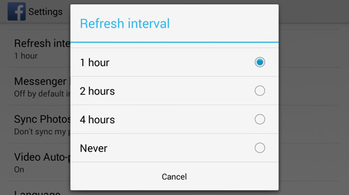 Choose Notifications Refresh Interval